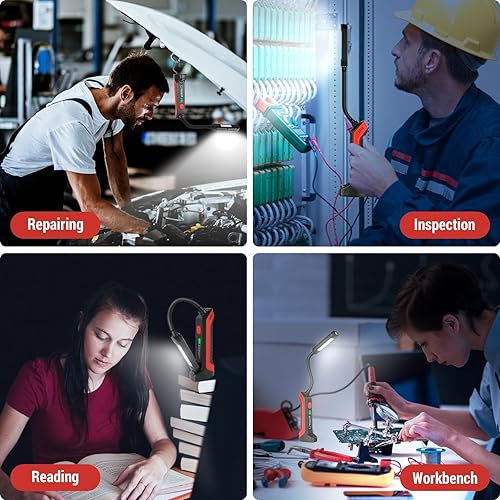 Miniatura 9 de Luz de trabajo de cuello de cisne, luz de trabajo LED recargable de 2600 mAh, 1000 lúmenes, linterna portátil con 3 modos de rotación de 180 y curva