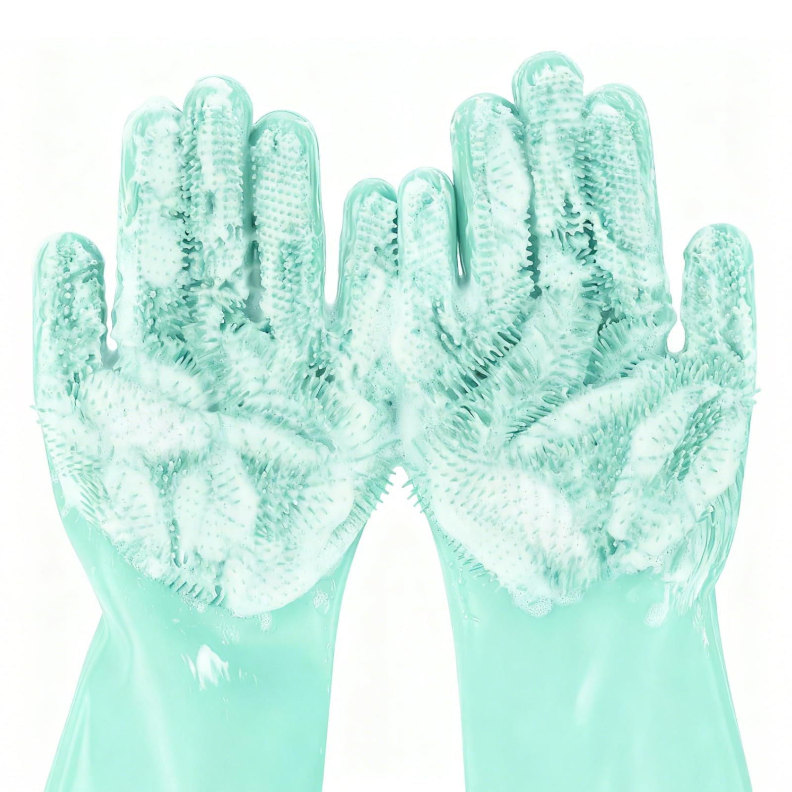 Pecute Large Pet Grooming Gloves with Heat-Resistant, High-Density Silicone Teeth for Washing, Massaging, and Enhanced Five Finger Design