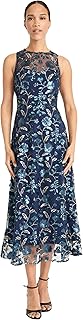 Womens Women's Sleeveless High Neck Illusion Hem Lace A-line Formal Wedding Guest Dress