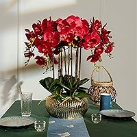 Vista 7 de Falaenopsis artificial con florero, orquídea artificial, bonsái, plantas falsas de imitación, centros de mesa, centros de mesa, decoración de sala