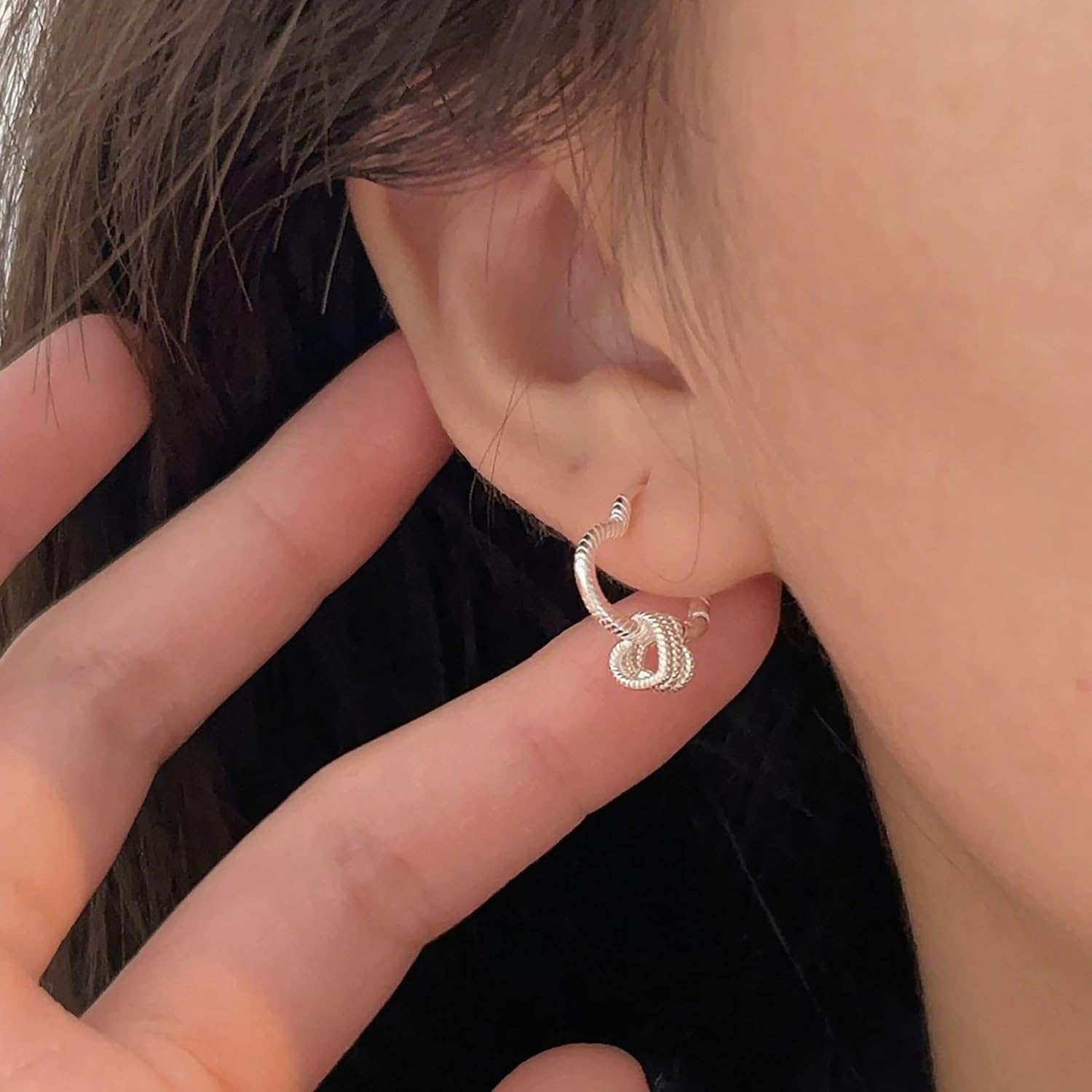 925 Sterling Silver Heart Hoop Earrings for Women Double Heart Drop Earrings to Daughter Mother Hypoallergenic Minimalist Love Huggie Earring Birthday Valentine's Day Jewelry Gifts for Her - Image 6