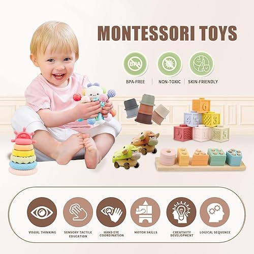 Miniatura 2 de Juguetes para bebés de 6 a 18 meses, juego de juguetes Montessori 8 en 1, juguete educativo de aprendizaje para niños pequeños, juguetes
