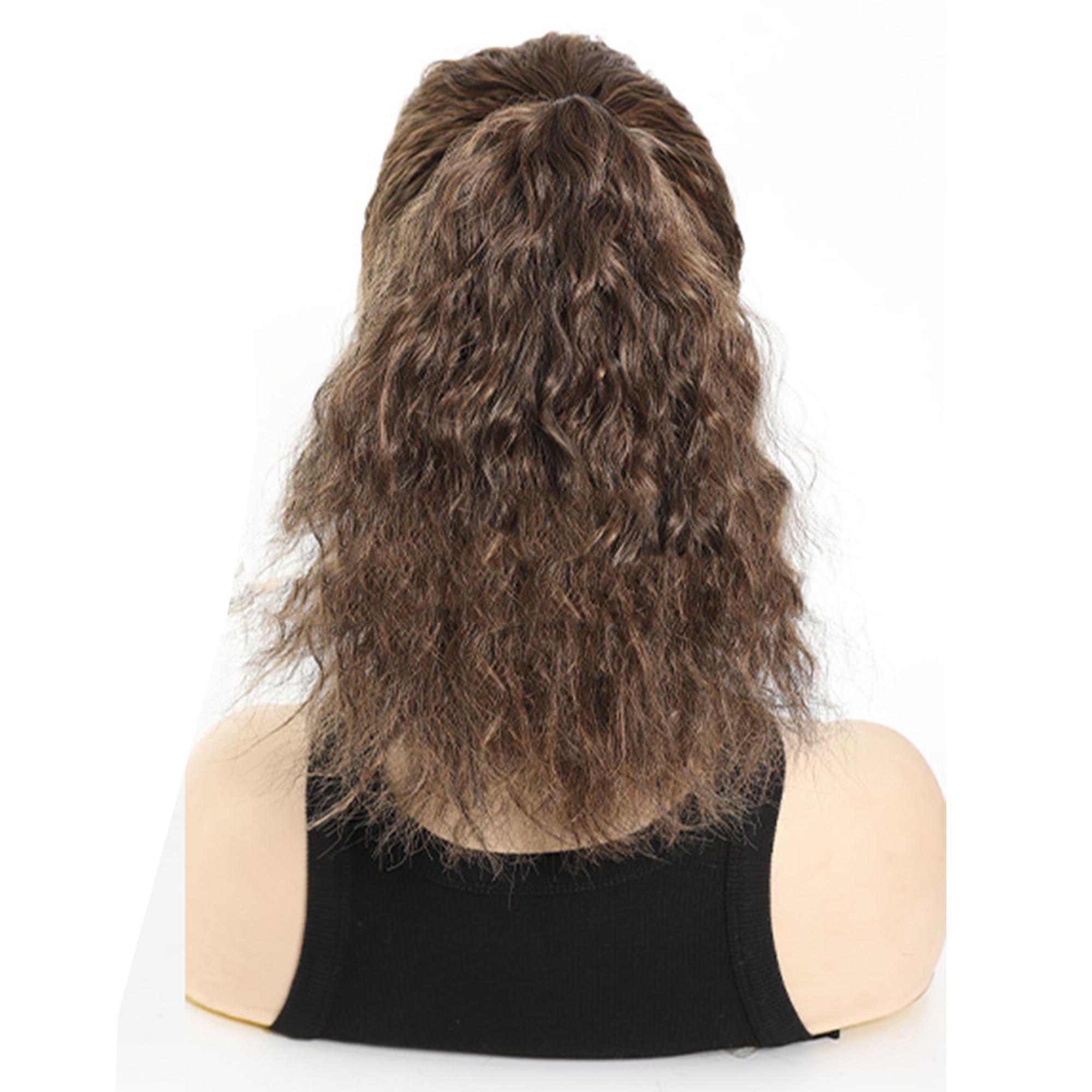 Flombify LS8-2 Women Cap Brown Hair Natural Wig with Longhair Hat with Hair Attached for Women, Styling Baseball Duck Ponytail Wool Curly Hair Natural Hair Wigs-image-19