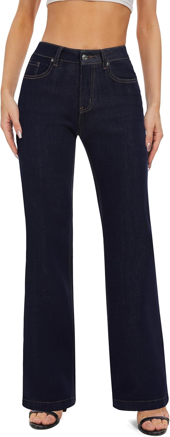 FLYING BANANA Women's High Waisted Wide Leg Baggy Stretch Denim Jeans