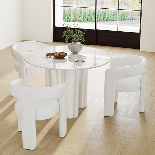 Miniatura 48 de Sillas de Comedor Modernas Tipo Barril Juego de 8, Sillas Laterales de Acento Tapizadas en Terciopelo con Brazos Cómodas Sillas de Tocador de