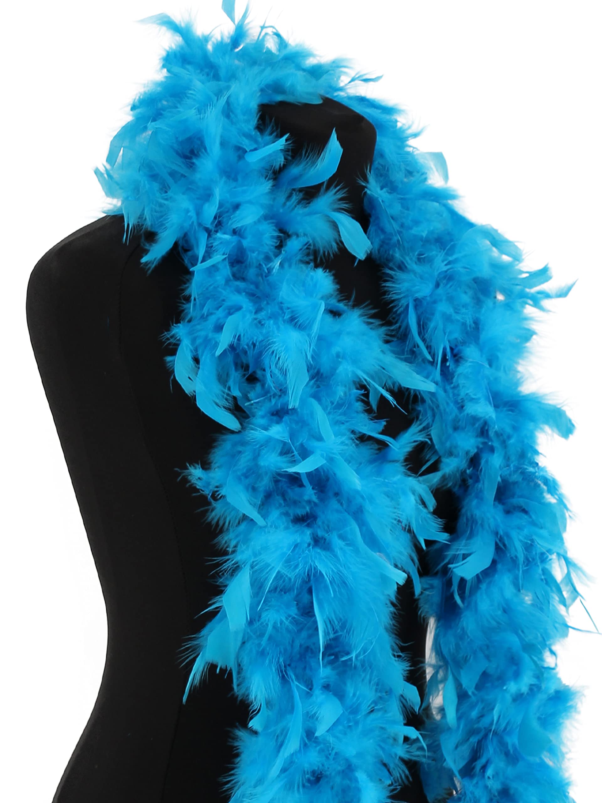 Feather Boa 80g 180cm Soft Turkey Feathers Fluffy Long Boas for Women Hen Party Fancy Dress Costume Burlesque Dance Showgirls 1920s Gatsby Flapper Halloween Christmas Photo Props (Bondi Blue)