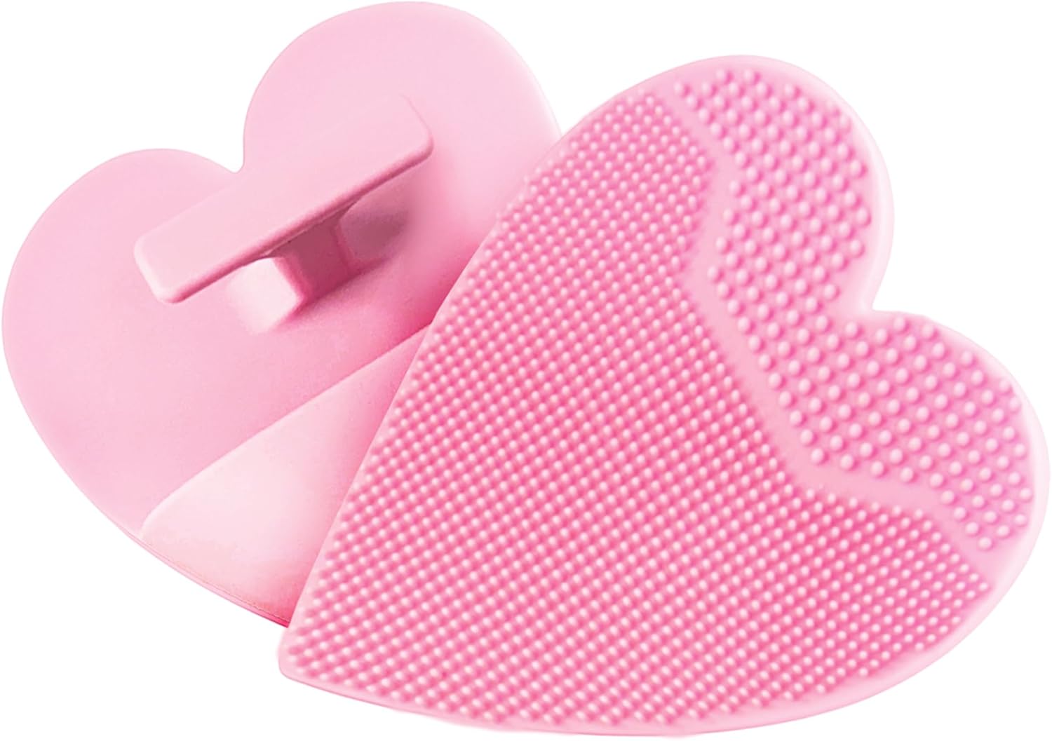 Silicone Facial Cleansing Brush, Heart-Shaped Face Scrubber & Gentle Exfoliator for Sensitive Skin, Manual Pore & Blackhead Cleansing Wash Pad, Hygienic Soft Silicone, 1 Pack (Pink)