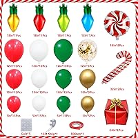 Vista 6 de Kit de arco de guirnalda de globos de Navidad de 145 piezas con globos de confeti de Navidad, rojo, blanco, verde, dorado, bombilla, caja de regalo
