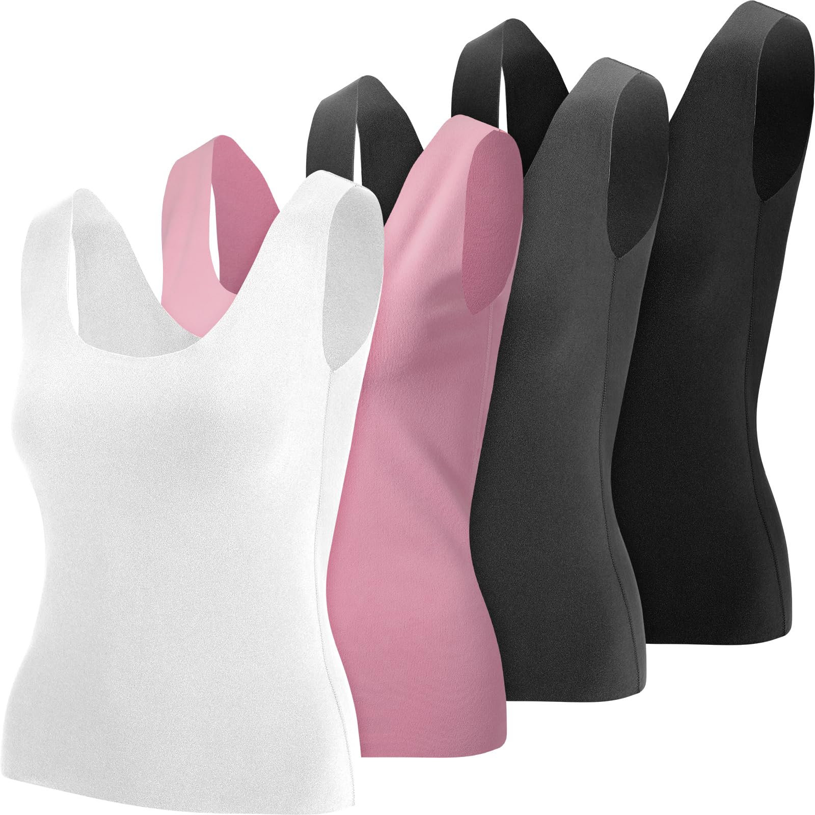 Toulite 4 Pcs Thermal Tank Tops Women Underwear Tops Sleeveless Undershirt for Women Cotton Camisole Warm Base Layer