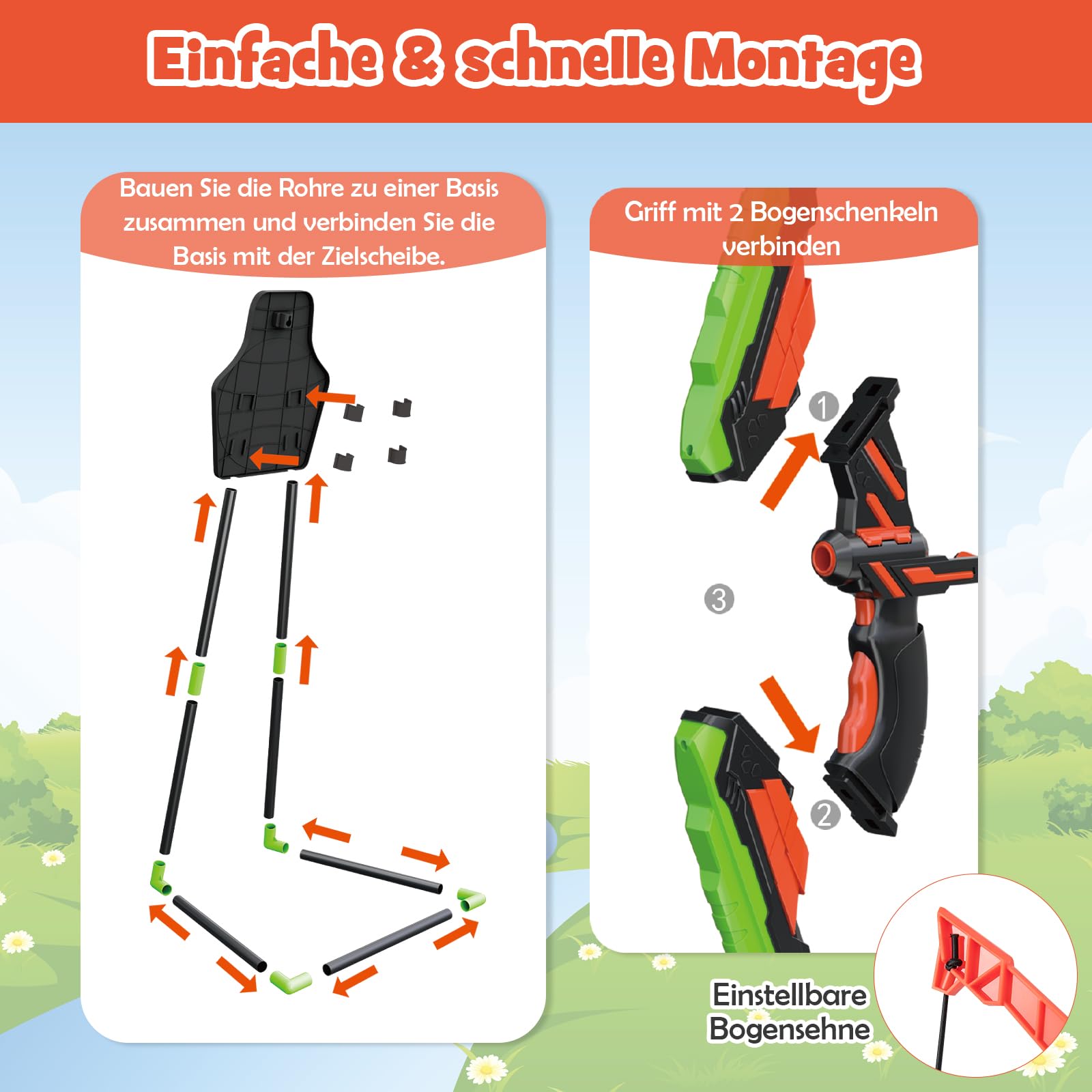 DREAMADE 2 Pack Pfeil und Bogen Spielzeug für Kinder mit LED Leuchten – 2 Bogen & 20 Saugnapfpfeile & 2 in 1 Zielscheibe & 2 Köcher, Bogenschießen Spielzeug Indoor und Outdoor für Jungen Mädchen