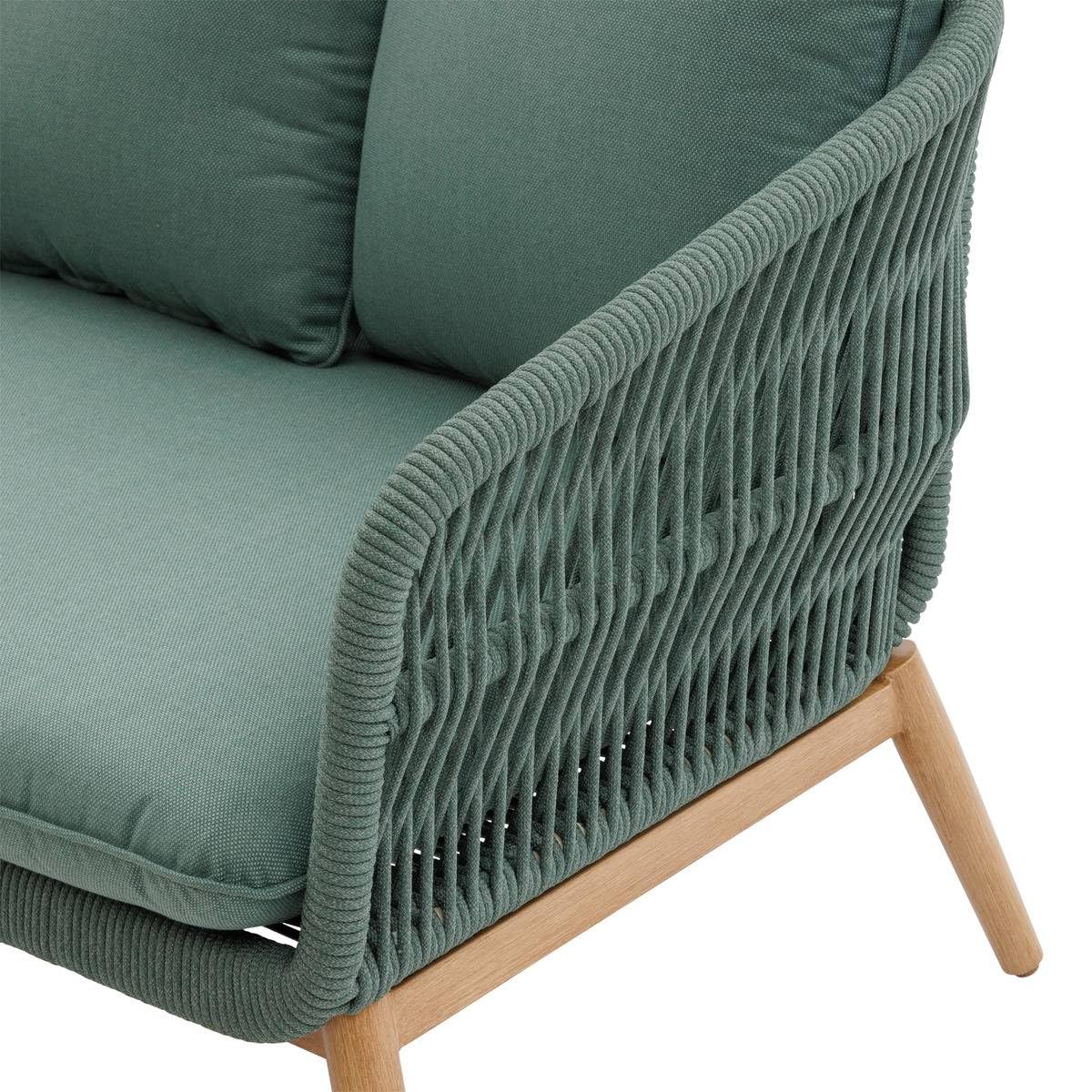 HESPERIDE - Fauteuil de Salon Jardin Orissa Vert Olive - Acier Traité Epoxy Anti-Rouille - Coussins Déhoussables - Tissu Déperlant - Mobilier Terrasse