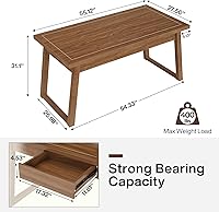 Vista 2 de Tribesigns Home Office Executive Desk: 55 Inches Wooden Computer Desk with Drawer, Mid-Century Modern Study Writing Table, Rustic PC Laptop Desk