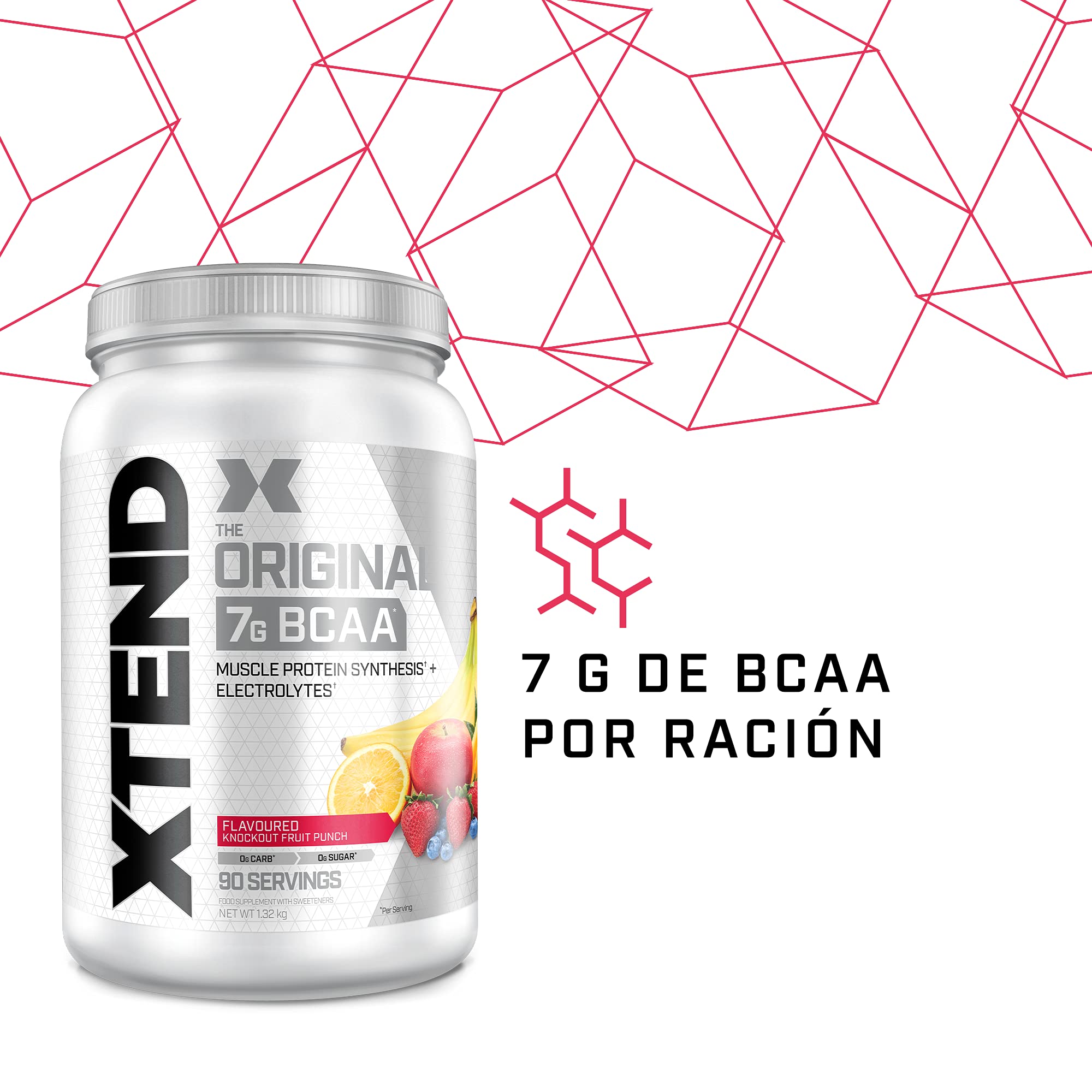 XTEND Original - Suplemento de BCAA en polvo - Cóctel de frutas | Aminoácidos de cadena ramificada | 7 g de BCAA con electrolitos para una mayor hidratación y recuperación | 90 raciones
