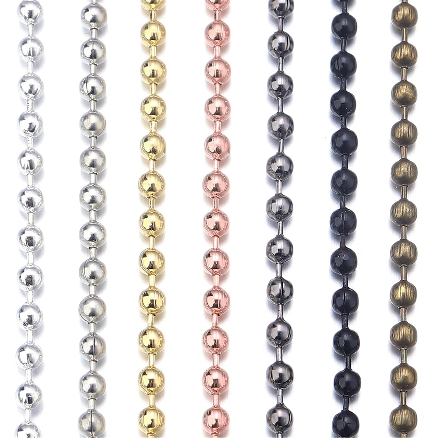 Ball Chain 10Roll 10yard Iron Bead Chains 1.5/2/2.4mm Width for Jewelry Making Necklace Bracelet Keychain DIY Handmade Accessories for Tag Chain Making(Rose Gold,2.4mm)