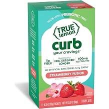 True Lemon Curb Strawberry Prebiotic Fiber Drink Mix Packets, 8 ct