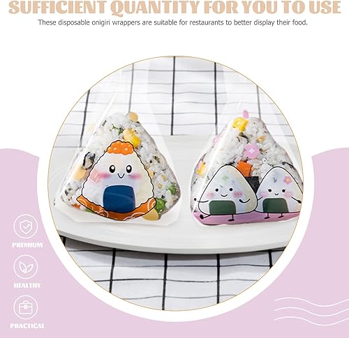 Miniatura 3 de 50 envoltorios desechables de Onigiri con lindo patrón fácil de rasgar para bolas de arroz Onigiri, sushi y triángulo Kimbap