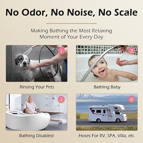 Miniatura 6 de Manguera de ducha, extensión de manguera de ducha de silicona ultrasuave, diseño antitorceduras, reemplazo de manguera de regadera de mano extra