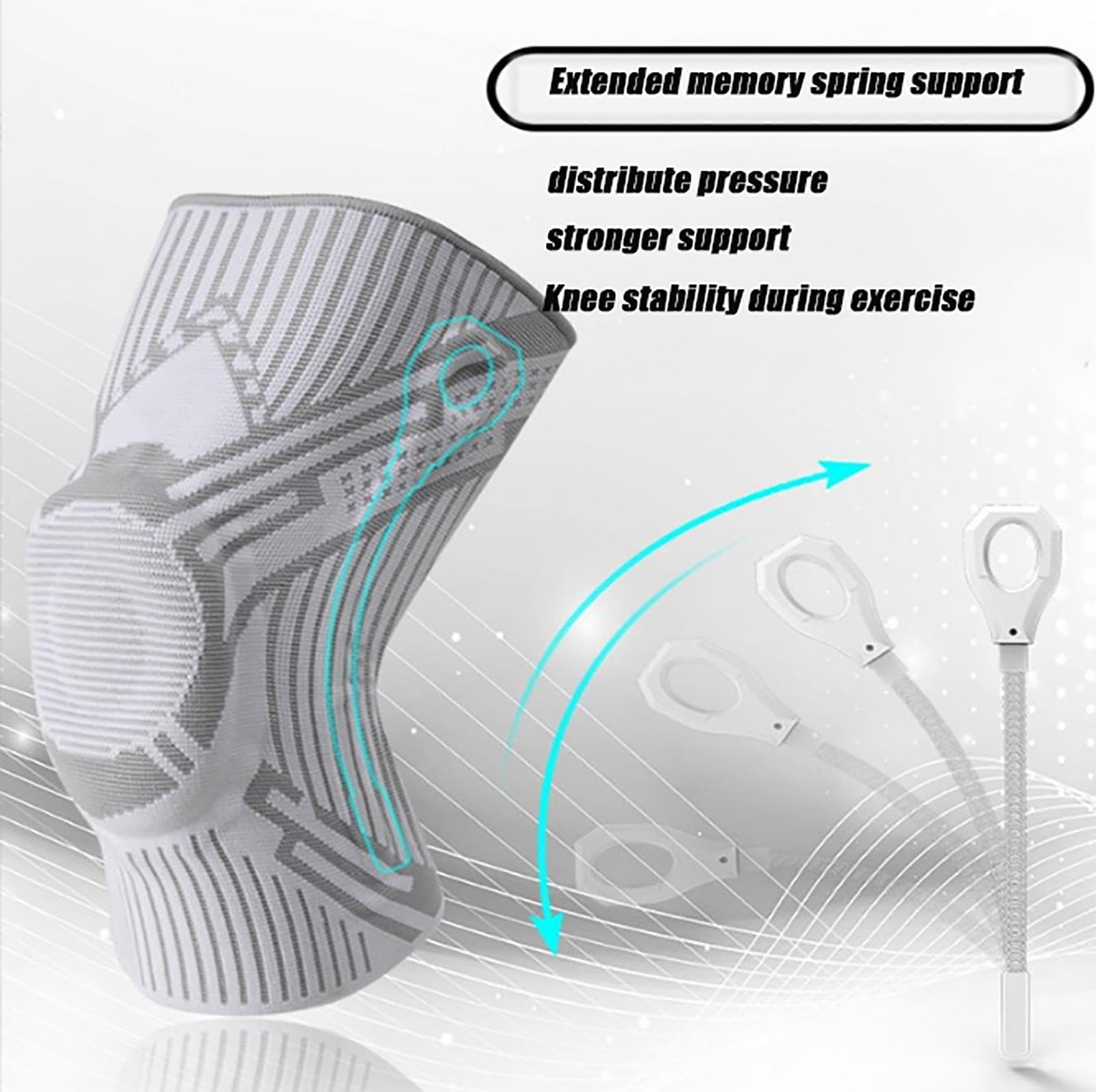 Ginocchiera Professionale,Protezione del Ginocchio,Supporto Manica Compressione Ginocchio con Cuscinetti in Gel rotuleo e stabilizzatori Laterali,Sollievo dal Dolore articola,A-S