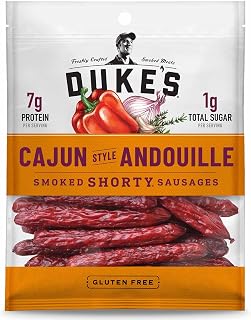 Duke's Cajun Andouille Smoked Shorty Sausages - 7g Protein, Keto Friendly, Gluten-Free Pork Snack, 5oz Hickory Smoked