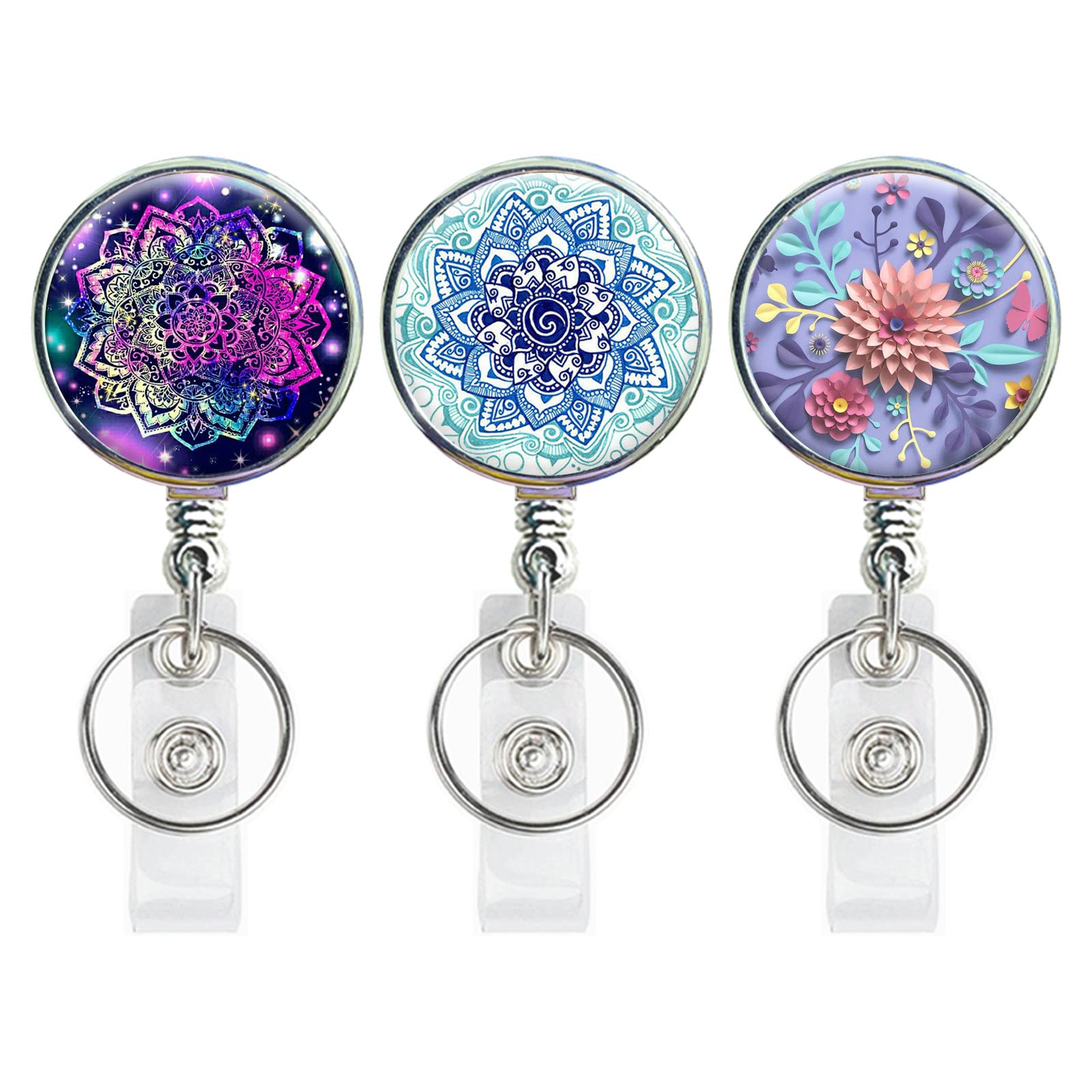 Retractable Badge Reel Badge Reel, Lightweight Plastic Retractable Badge Reel with Key Ring and Belt Clip for Nurses Volunteer Teacher Student Office Worker (3 Pack) — image 1
