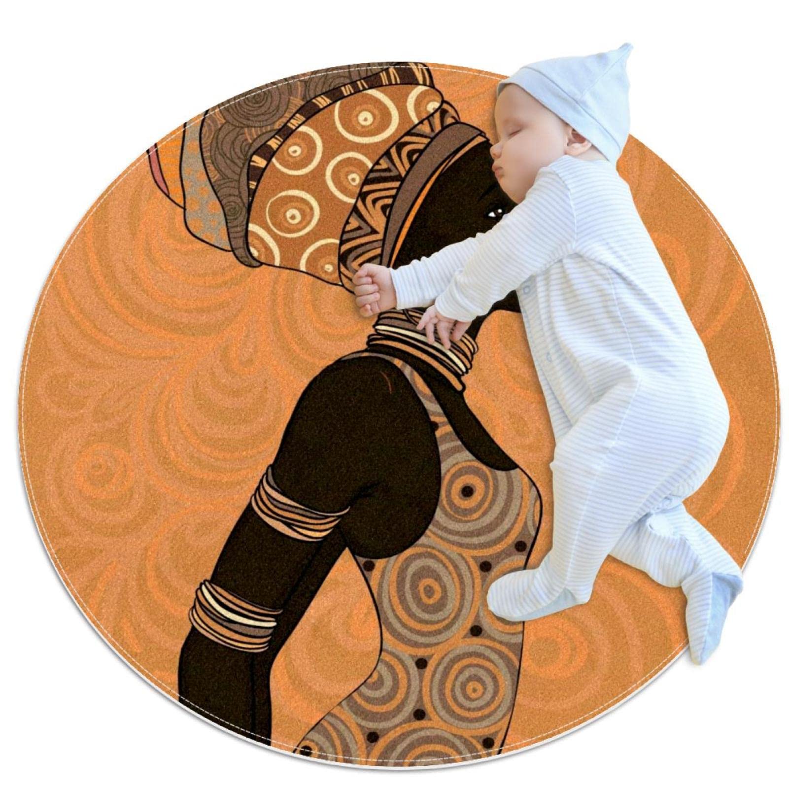Tapis de salle de bain afro-américaine rond 1m antidérapant pour chambre