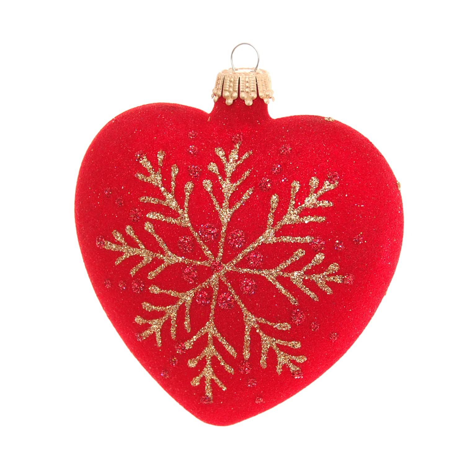 Krebs Glas Lauscha - Decoración de Navidad/árbol de Navidad de cristal - Colgante de Navidad - Diseño: corazón rojo - 2 unidades - Tamaño: 9 cm aprox
