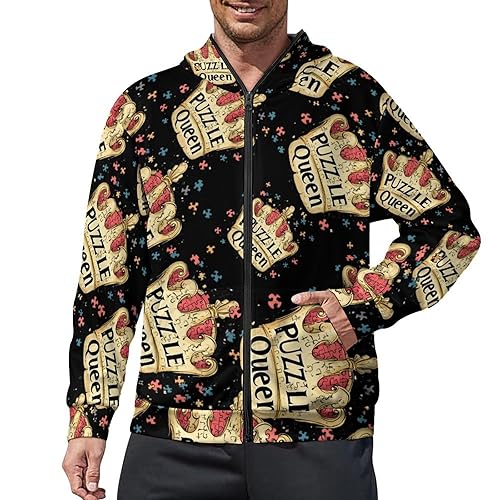 Jigsaw Puzzle Queen Men's Hoodies Full Zip Long Sleeve Hooded