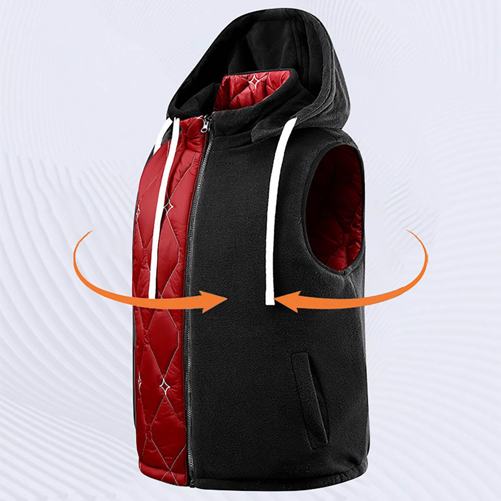 Generisch Gilet trapuntato da uomo, invernale, imbottito, caldo, senza maniche, con cappuccio, per attività all'aperto, invernale, urbano, elegante streetwear