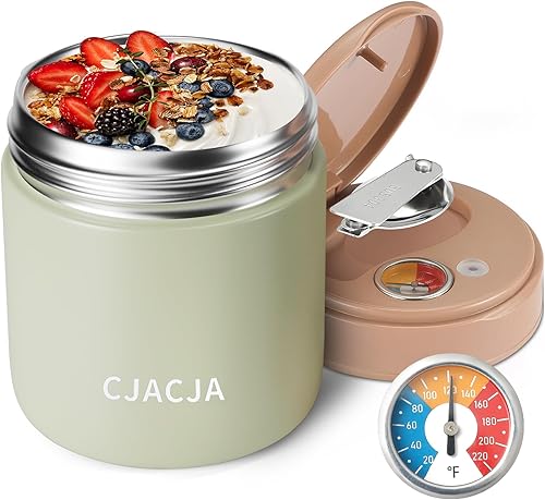 Miniatura 10 de Tarro de alimentos aislado con pantalla de temperatura, 15.2 onzas, termo para alimentos calientes, termo de sopa, Termos para Comida Caliente,