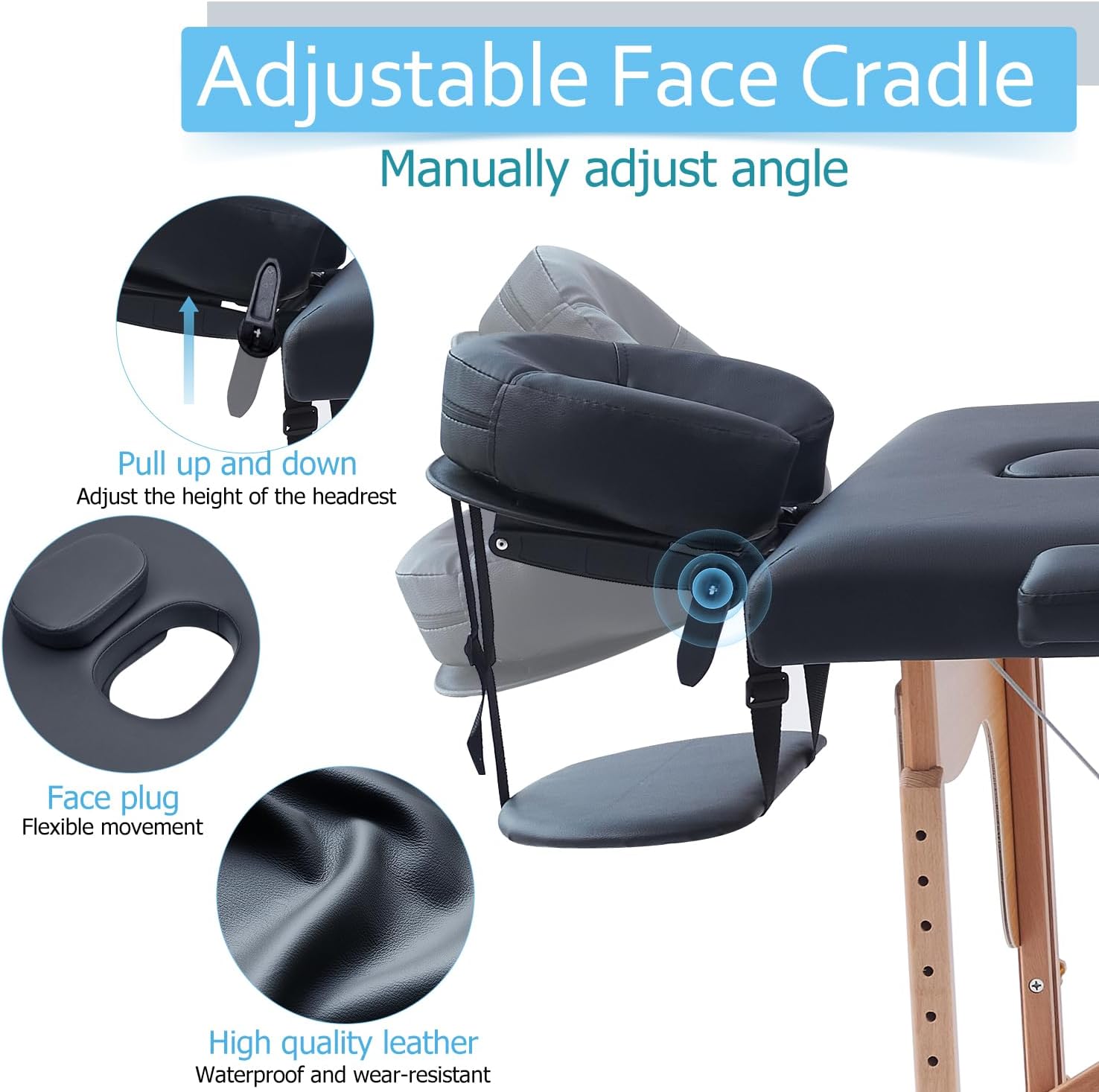 Portable Massage Table,84 Inch Massage Tables Portable with Side Pocket and Towel Rack Adjustable Height Lash Bed Massage Bed Tattoo Table Esthetician Bed for Eyelash Tattoo Spa,Black