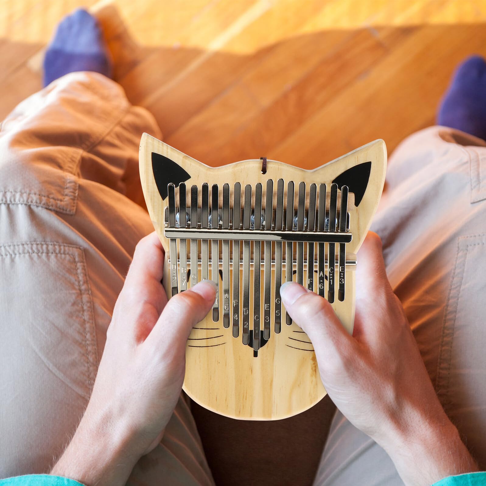 BESPORTBLE Kalimba Daumenklavier Tasten Holz Finger Piano für Anfänger Langlebiges Musikinstrument mit Gebogenen Metalltasten Klarer Klang Sicher und Tragbar für Mädchen Jungen
