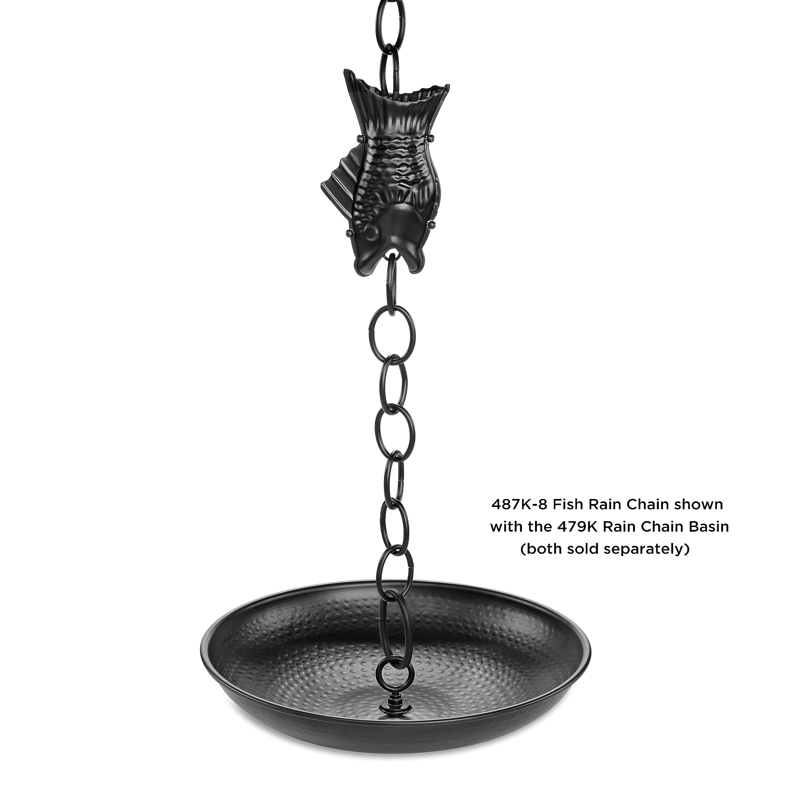 Catena Pioggia Good Directions Pesce - 8ft Alluminio Nero Per Grondaie - Foto 5