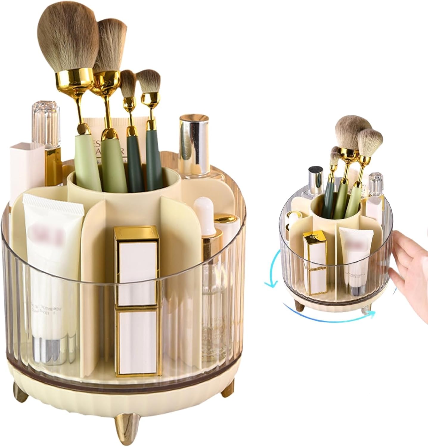 Rotating Makeup Organiser，Spinning skincare organiser, Makeup Brush