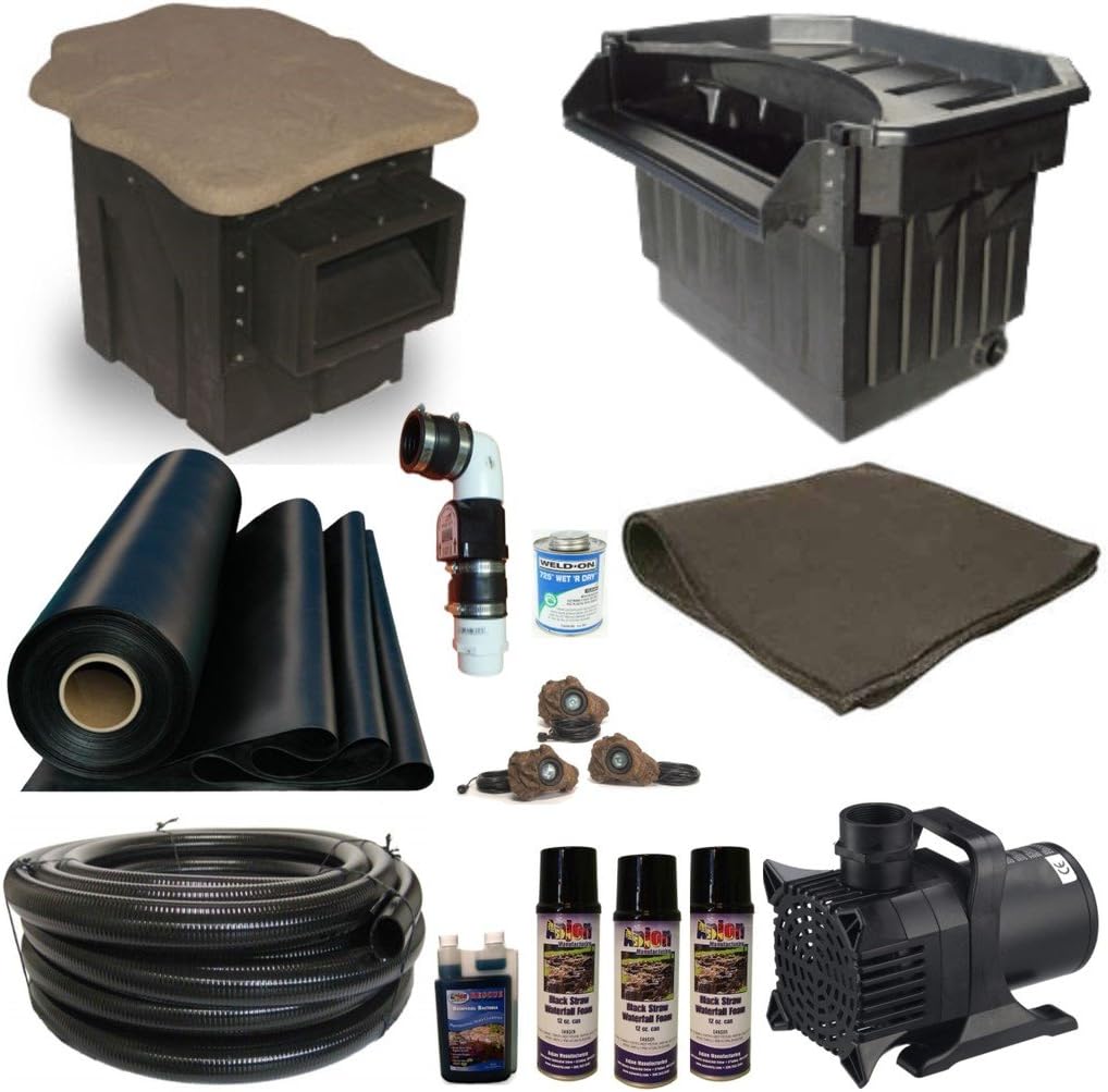 Half Off Ponds' MP8 - 30 ft x 35 ft Mega PondBuilder Pond Kit w/ 10,000 GPH Pump, PondBuilder Elite 30 Inch Waterfall, & Elite Skimmer