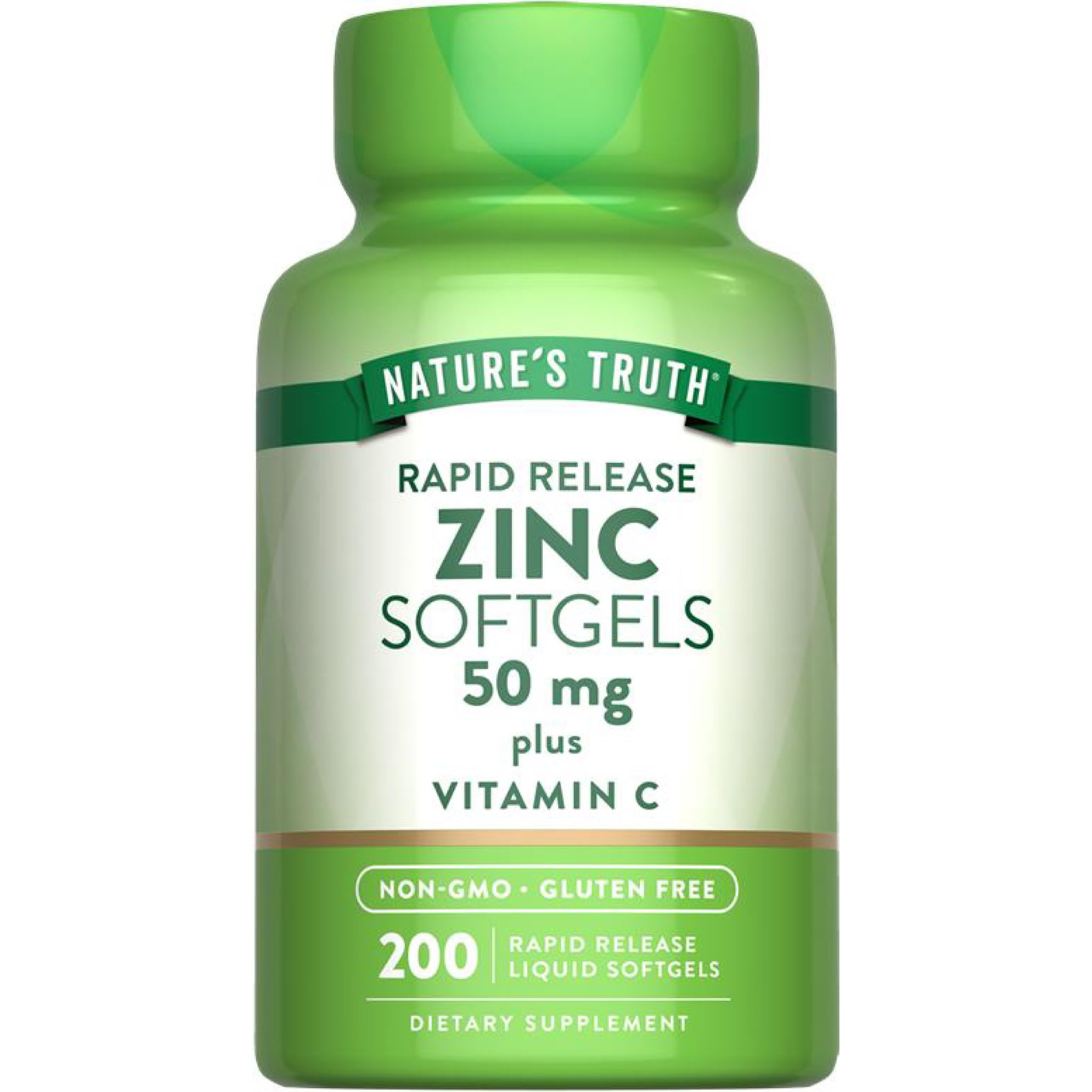 Nature's Truth Zinc 50mg Supplement | with Vitamin C | 200 Liquid Softgels | Non-GMO & Gluten Free