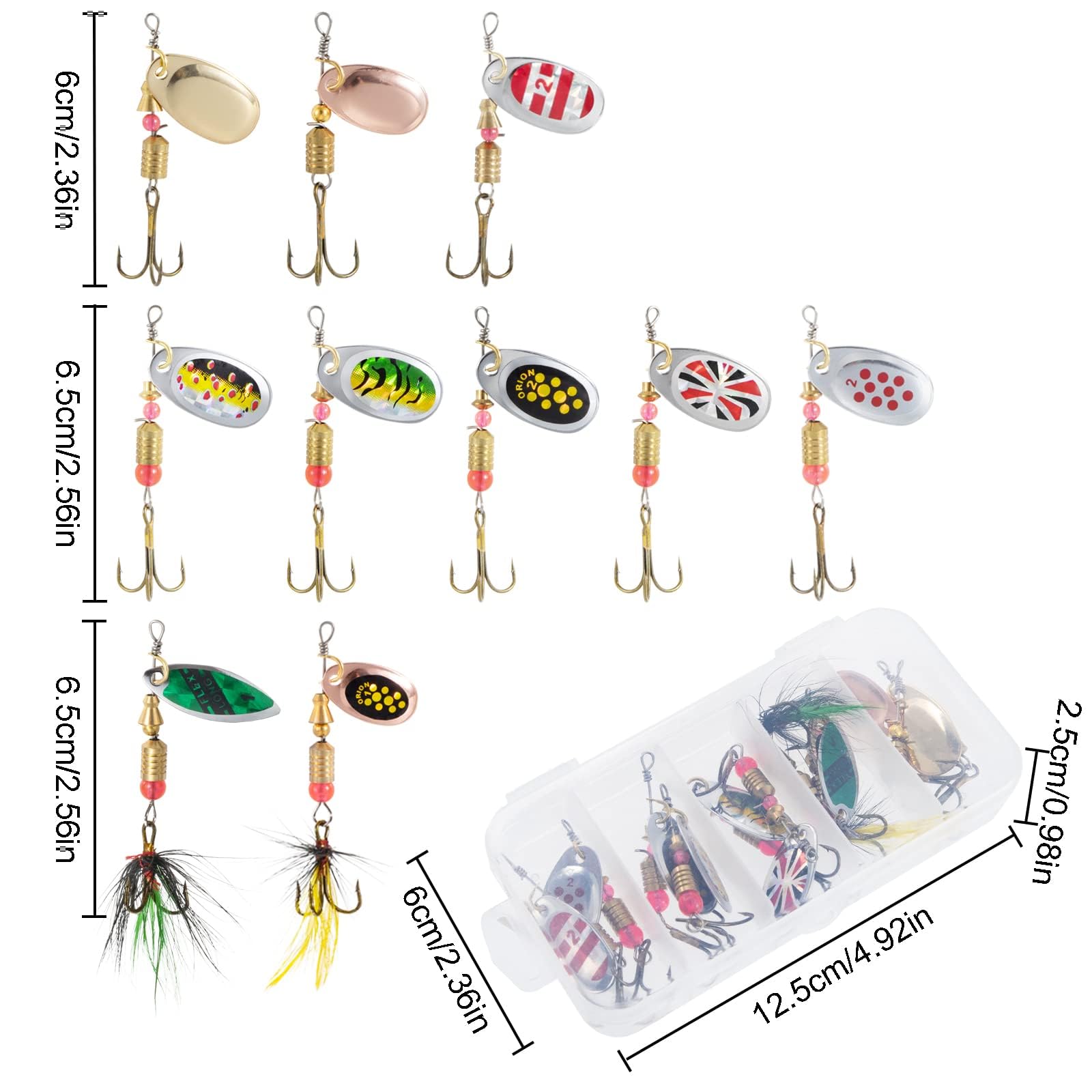 10 Pezzi Esche da Pesca Cucchiaini da Pescas Esche Artificiali Spinning Trota Cucchiaini Pesca Spinning Paillettes con Gancio per Persico Luccio Trota Pesci Bass
