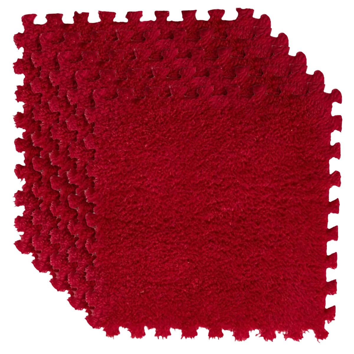 Tapis puzzle en mousse rouge pour coin jeu et chambre enfant