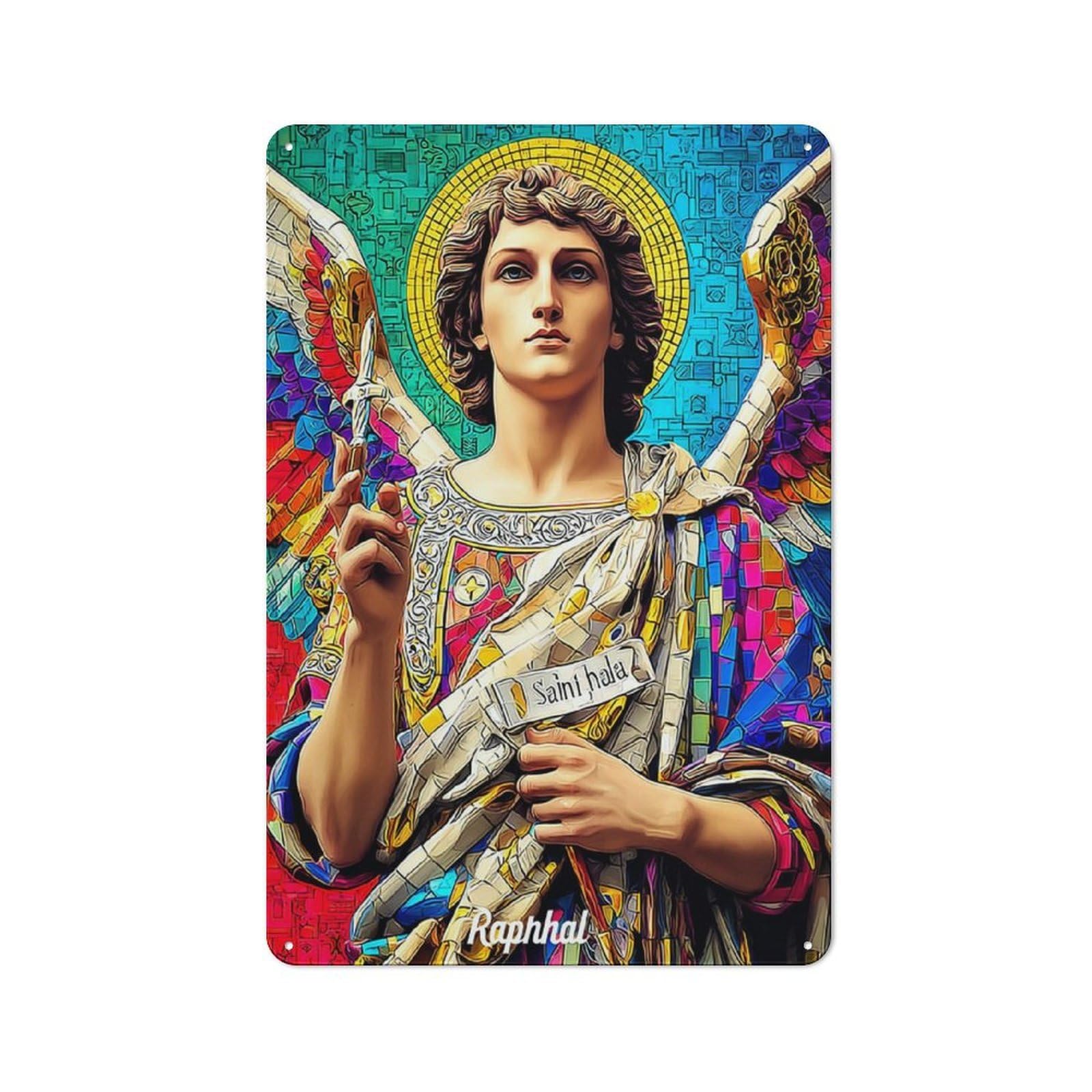 Junmoney Saintly Guardian Angel Artwork Vintage Metal Gift Sign 30X20cm, Home Wall Decor For Bedroom, Kitchen, Office Or Living Room