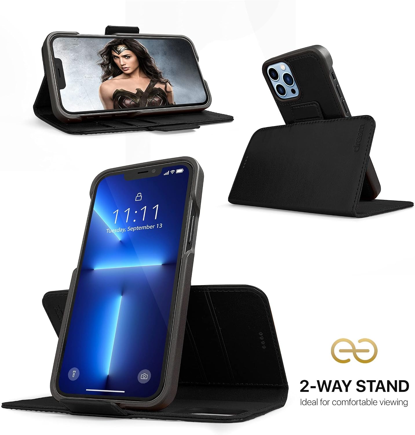 Dreem Bundle: Fibonacci Wallet-Case for iPhone 13 Pro Max with Euclid MacBook Air Case 13-Inch Hard Cover - Black