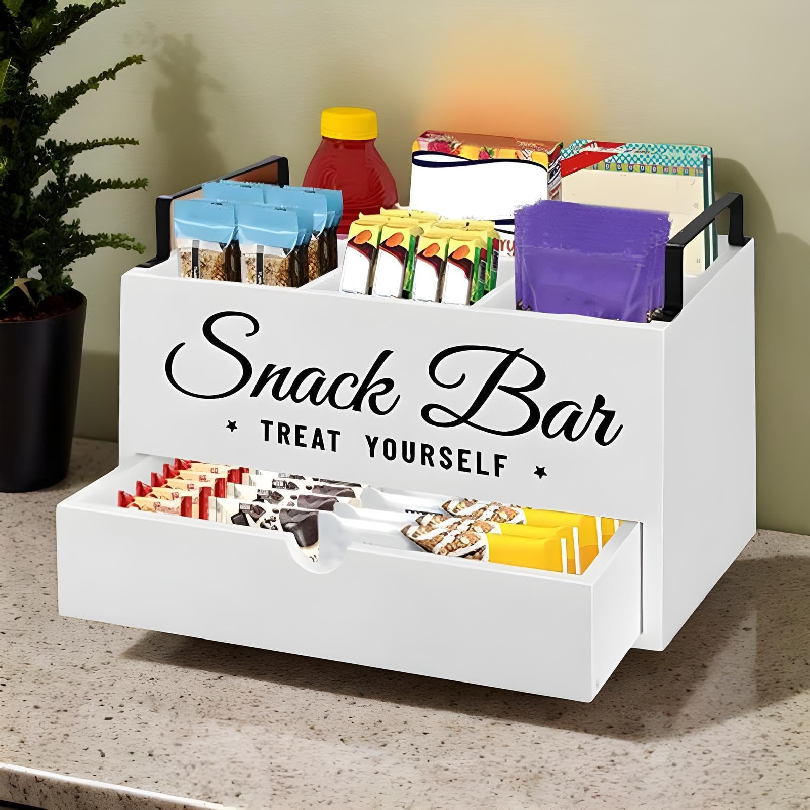Kaffeestation Organizer Anrichte Kaffee Organizer Station Für Küche | Präsentationsständer Mit Schublade Hölzern Für Küchenorganisation Tee Zucker Gewürze Zubehör Zuhause Hotel
