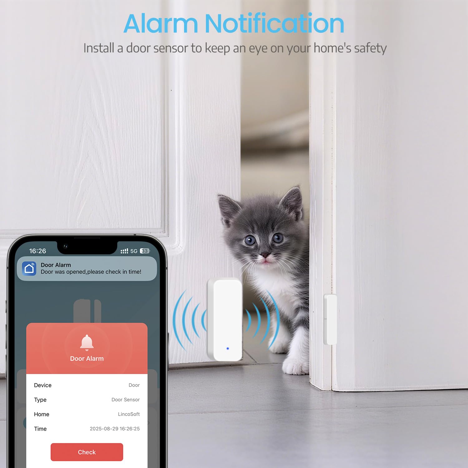 9 Stücke Fensterkontakt Zigbee, Tür Fensterkontakt Smart Home | LincoSoft Zigbee Türsensor kompatibel mit Alexa und Google Home, benötigt Tuya Gateway, , für Haus, Garage