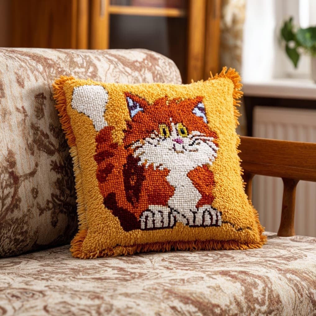 kitphoenix Latch Hook Embroidery Kits Cat 43Cmx43Cm