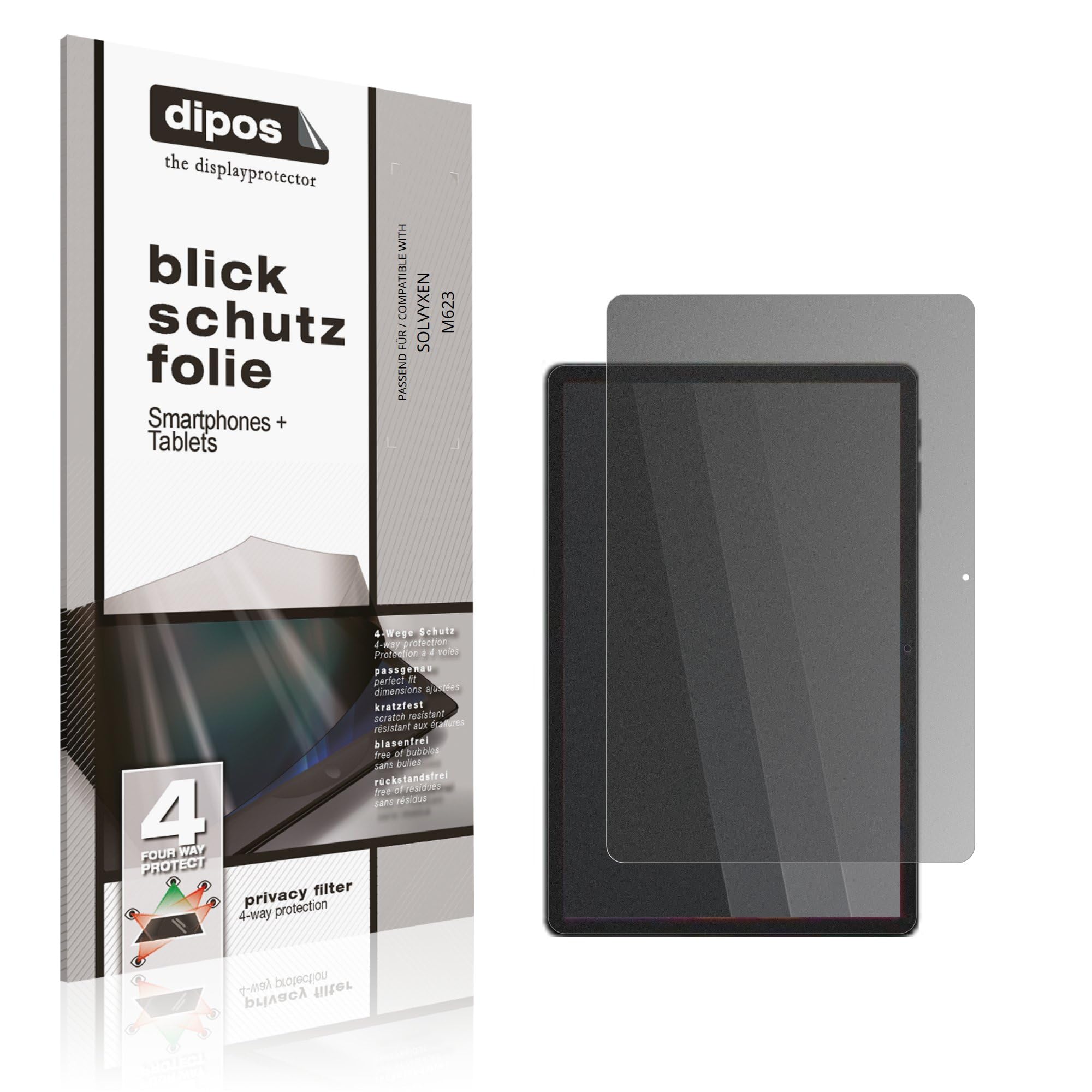 dipos Protector de Pantalla Antiespía para SOLVYXEN M623
