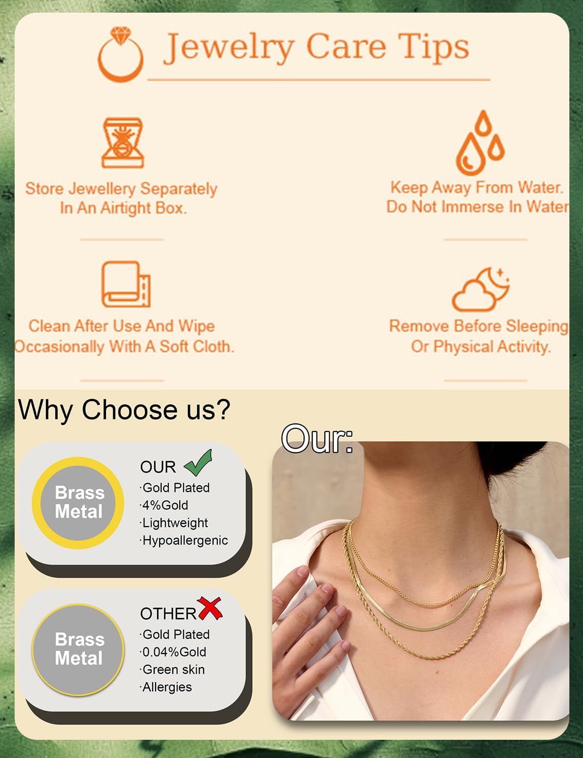 Gold & Sterling Silver Necklace Set for Women, 3 Layer Chain Necklaces - Adjustable Cuban Rope Herringbone Layered Necklaces for Women Trendy Jewelry Gift - Image 6