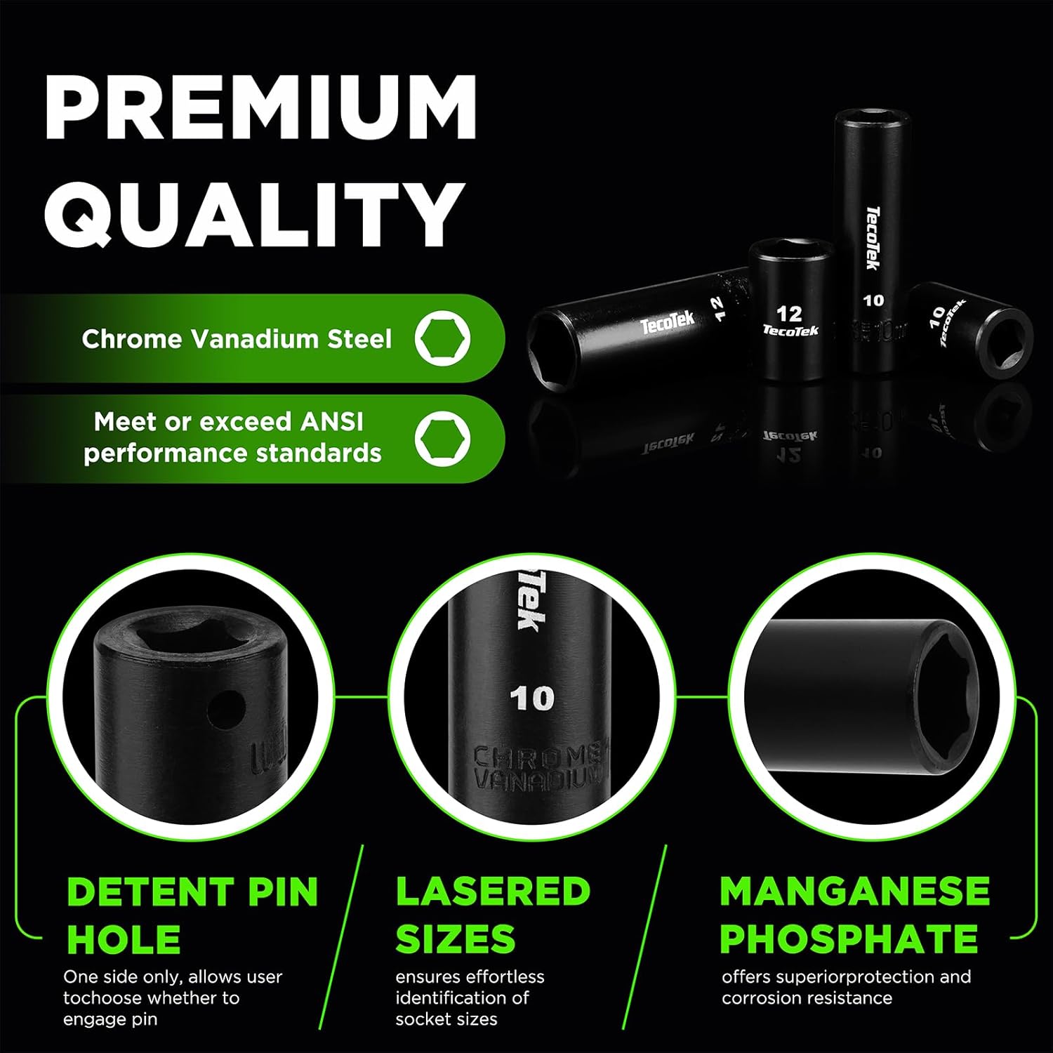 52PCS 1/4" Drive Impact Socket Set & Magnetic Nut Driver Set, Deep & Shallow Socket Metric(4-15mm), Metric Nut Driver Set(6-14mm) for 1/4" Quick-Change Hex Shank