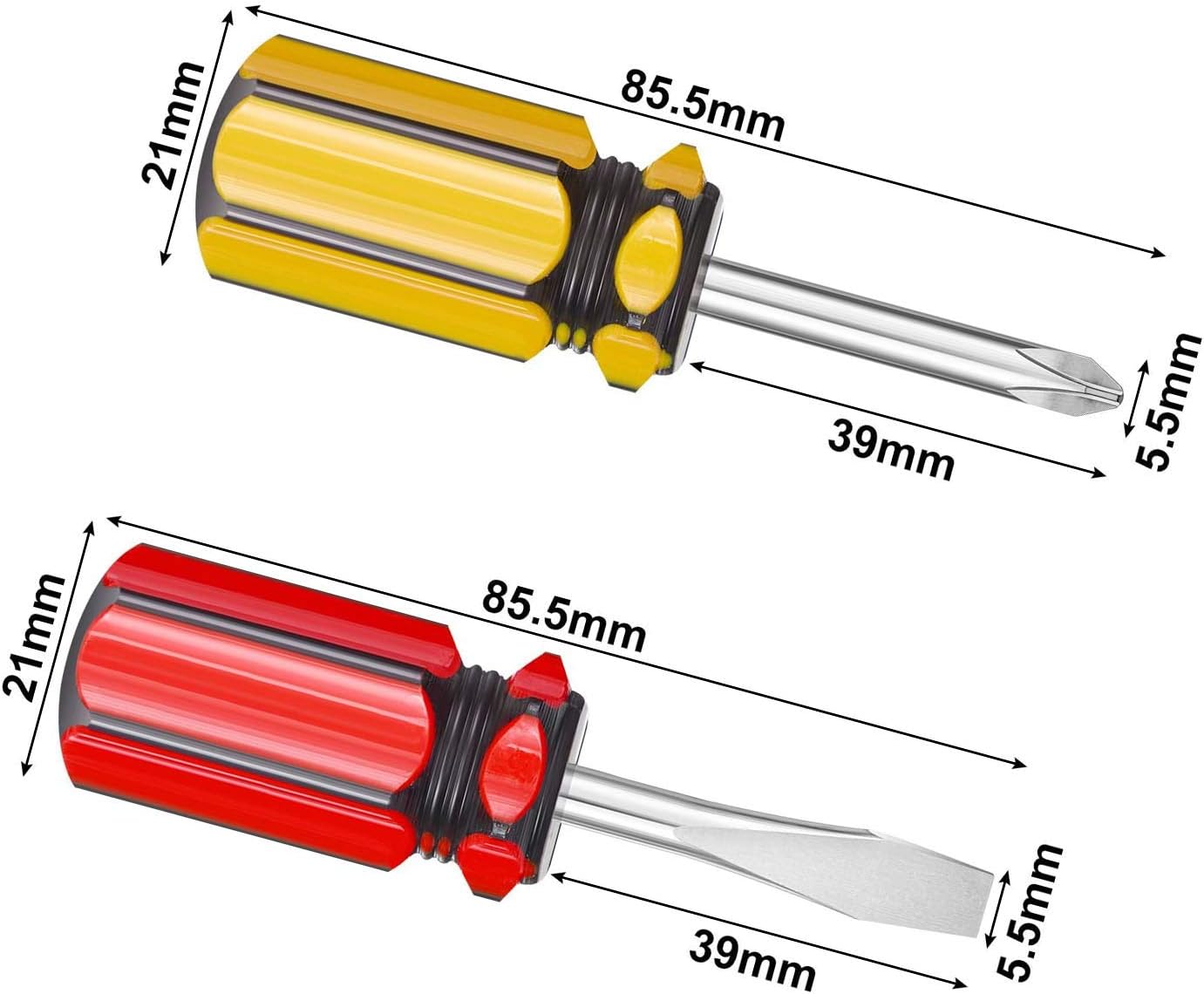 small screwdriver two-color short handle stubby screwdriver Phillips screwdriver and flat head screwdriver
