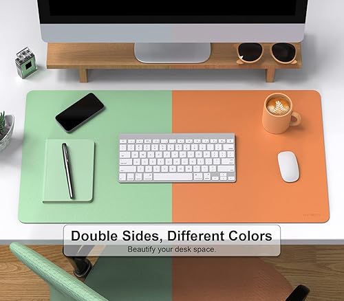 Miniatura 2 de MoKo Tapete de escritorio, de doble cara, impermeable, protector grande para teclado y mouse, tapete de cuero grande para escritura, oficina, hogar,