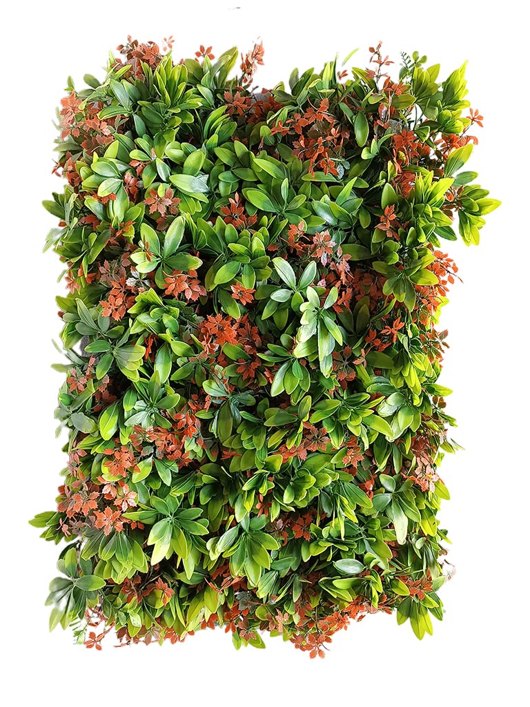 ENUTROF Artificial Vertical Wall Grass for for Home and Event Decoration Wall Garden Floor Balcony Terrace Living Room Balcony, Photography (60cm x 40cm Each) (Green & Peach, 2)