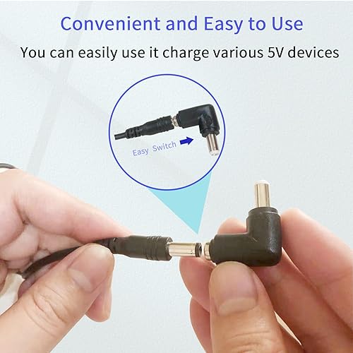 Miniatura 5 de Cable de alimentación USB a CC de 5 V, USB universal a CC de 0.217 x 0.083 in, cable de carga de alimentación con 10 conectores para enrutador, mini