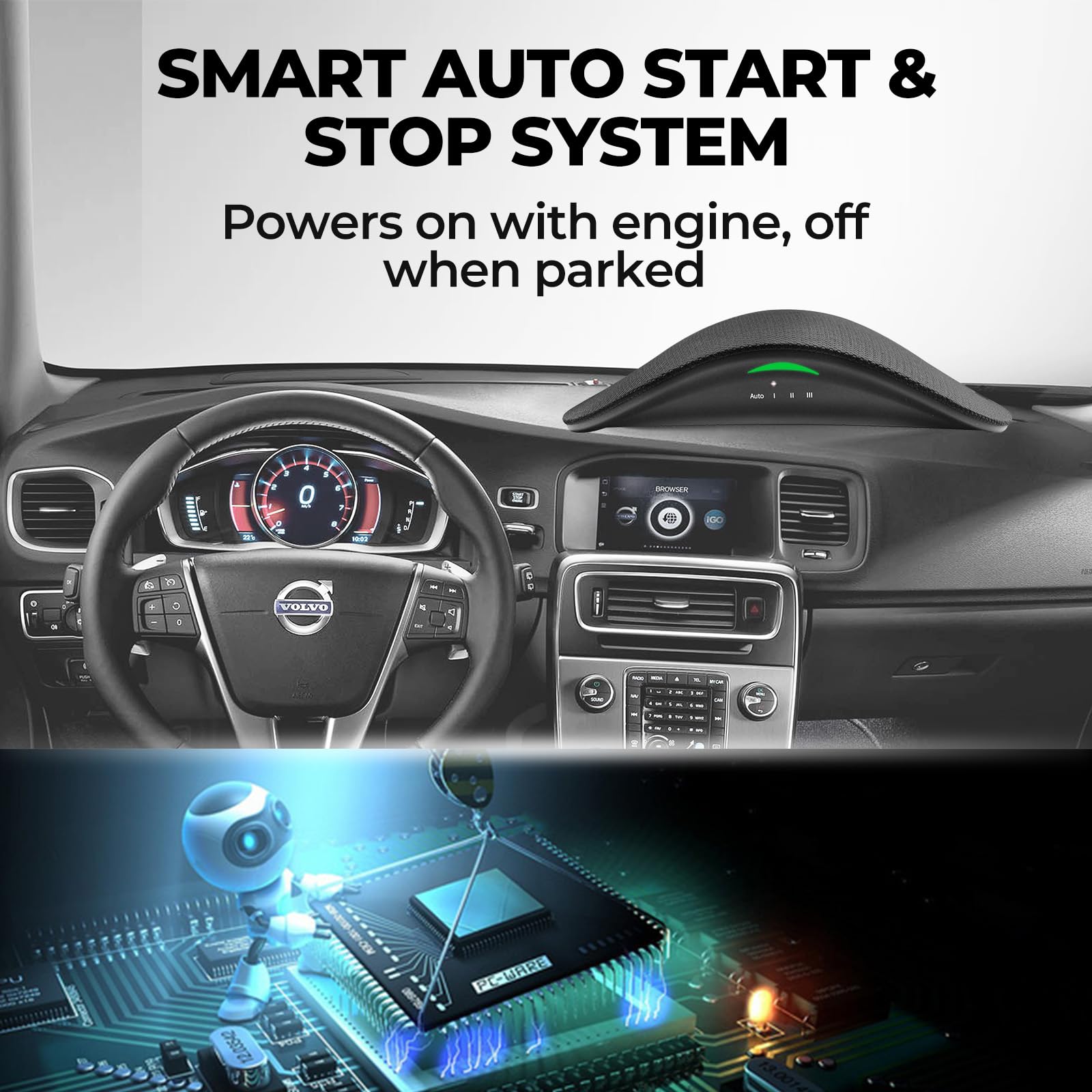 Purificador de aire para coche | HEPA 3 en 1 y filtro de carbón activado | Guía de aire dual | 4.5 W de baja potencia | Funcionamiento silencioso | Para coche, dormitorio y cocina (gris)